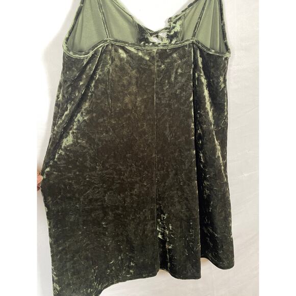 Forever 21 Women Green Velvet Slio Mini Dress Tie Front Spaghetti Strap Size M - Picture 5 of 9